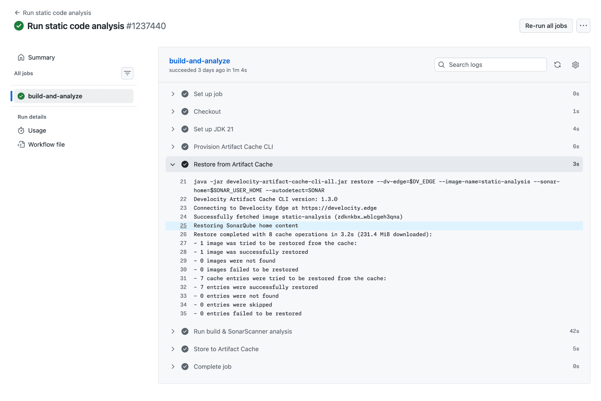 SonarQube dependencies downloaded from Artifact Cache in a GitHub Actions workflow