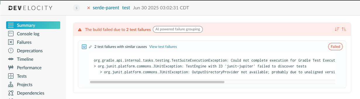 AI-powered failure grouping