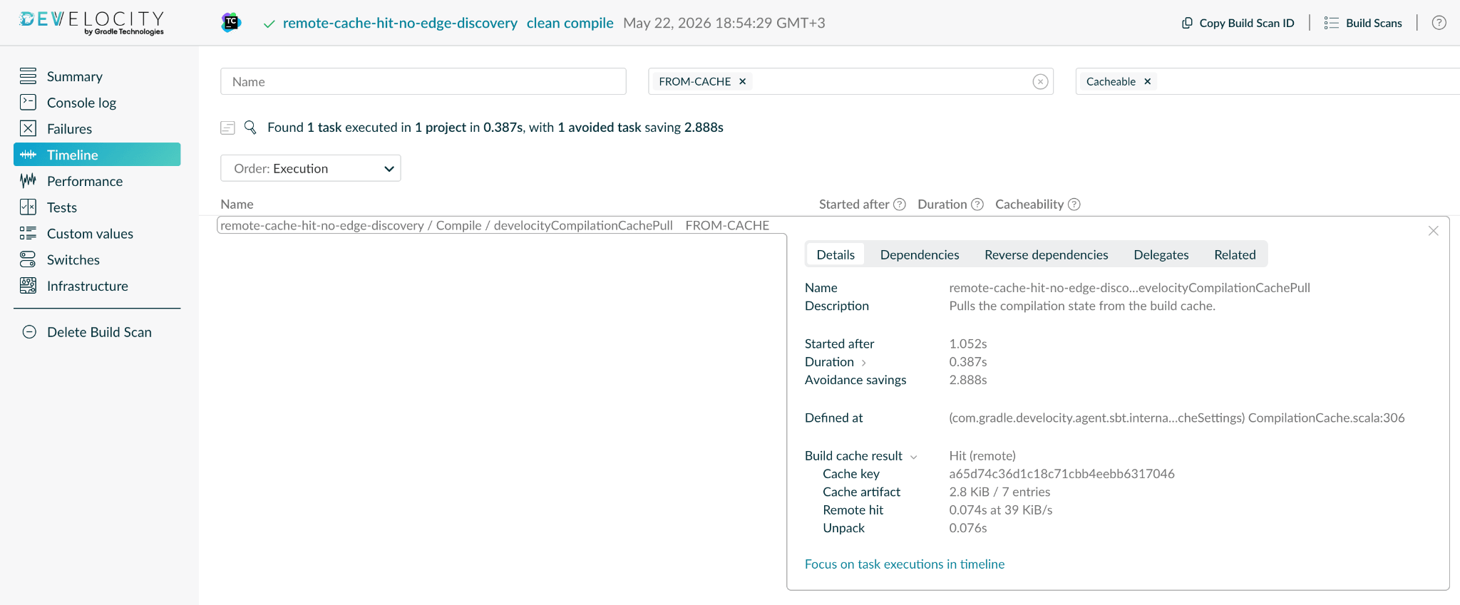 Task details surfacing in-depth cacheability details for sbt