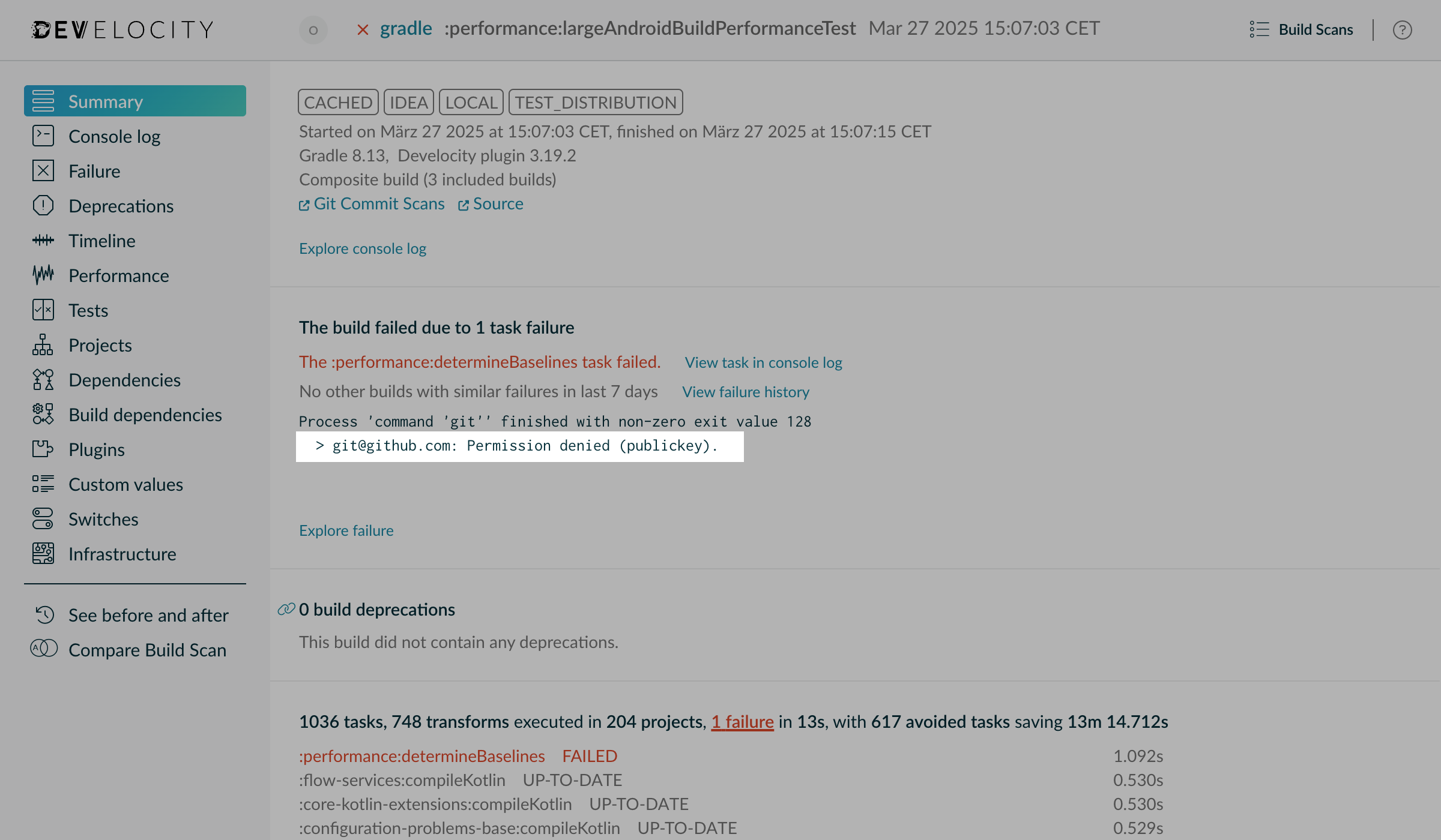 Build summary with relevant console log from a Gradle task failure