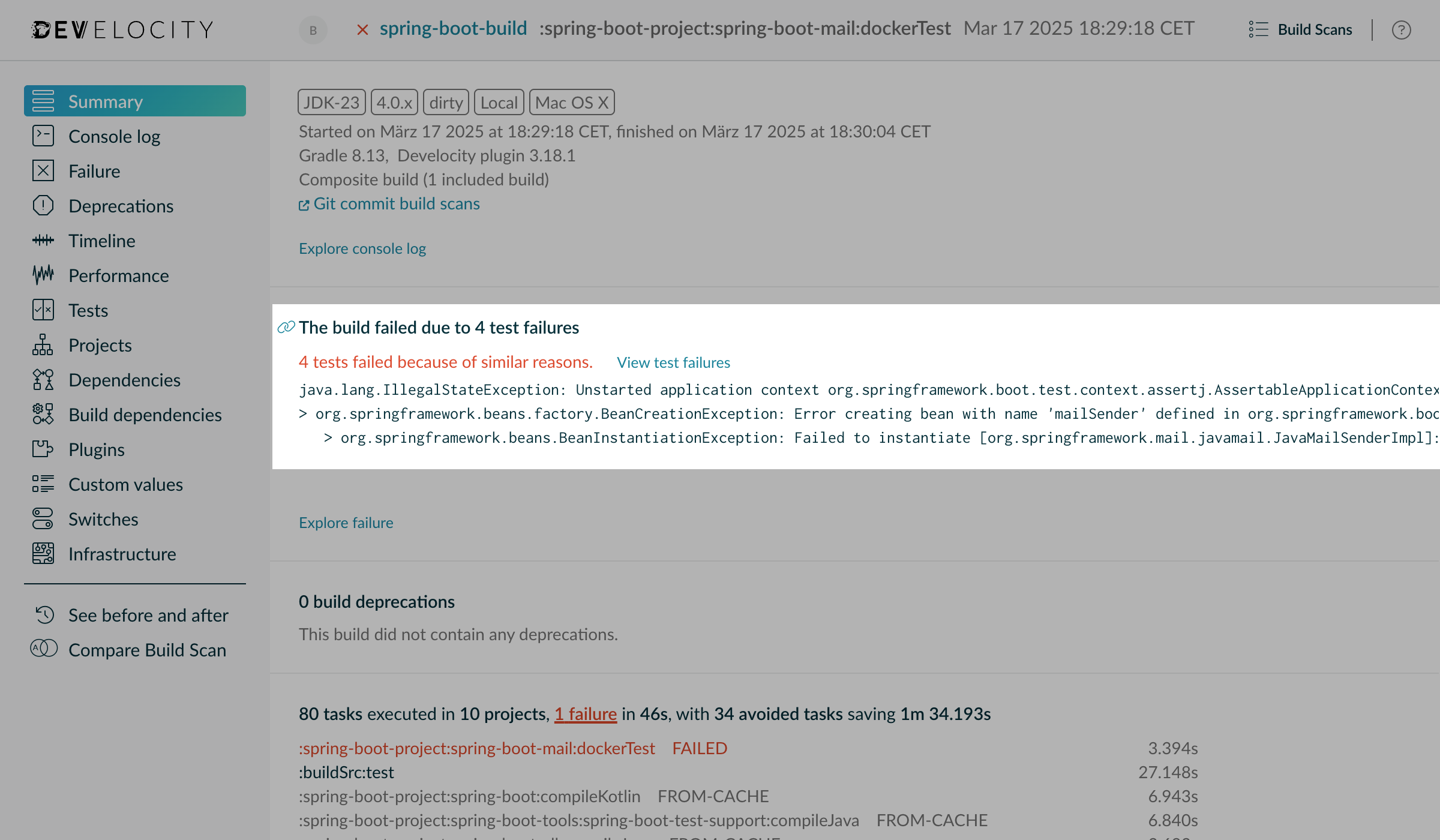 Build summary with similar test failures grouped together